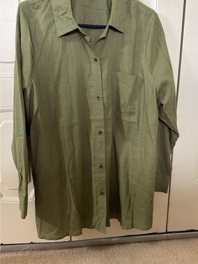 Sunny Leigh Olive Green Button-Up Blouse